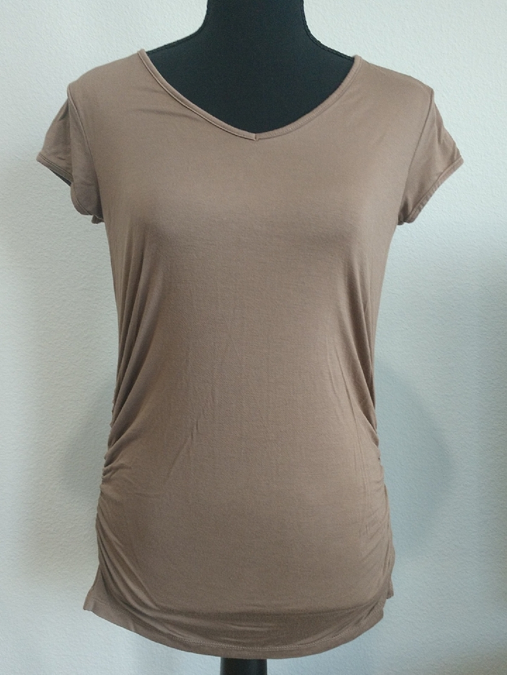 Newport News Taupe V-Neck Short Sleeve Tee